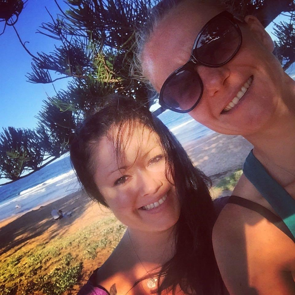 Lucy (left) with her sister in Avoca Beach, their hometown