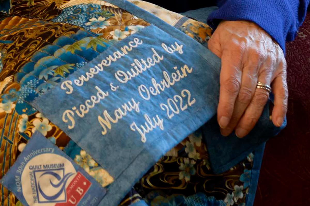 This homemade quilt is named “Perseverance” to describe surviving pancreatic cancer.
