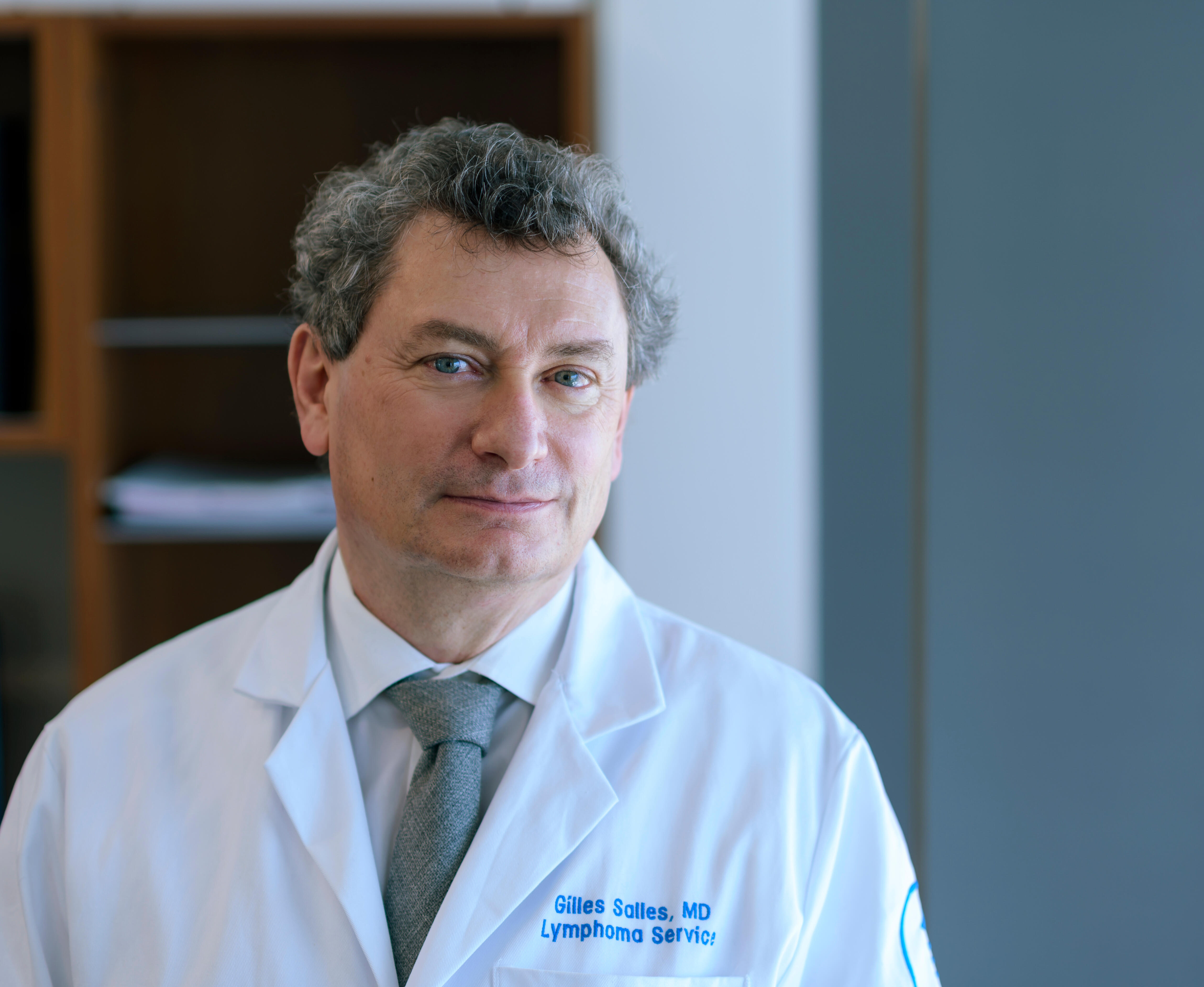 Dr. Gilles Salles, Chief of MSK's Lymphoma Service in his lab coat