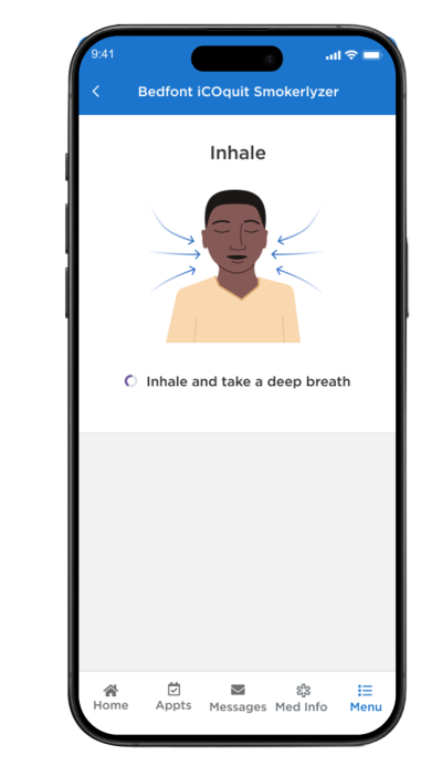 Figure 11. The screen in MyMSK that shows it’s time to inhale (breathe in).