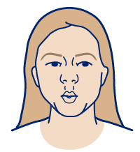 Ilustración de una persona soplando con los labios fruncidos