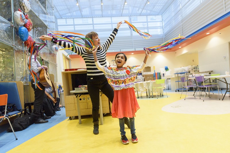 MSK dance and movement therapist Jenn Whitley with a pediatric patient