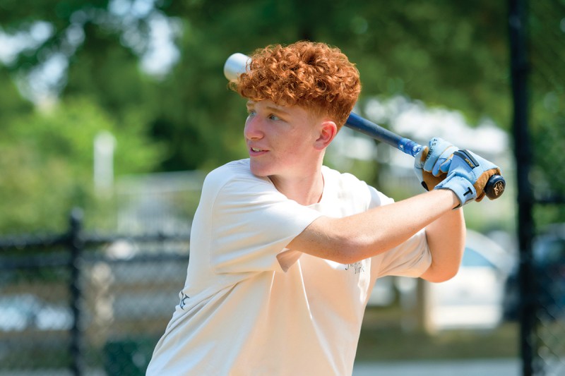 Sammy gets ready to swing a bat