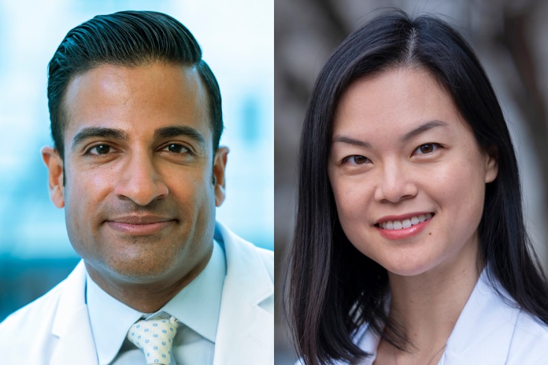 MSK breast oncologists Neil Iyengar, MD and Sherry Shen, MD are seen looking at camera. 