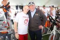 Patient standing next to MSK oncologist Dr. Leonard Wexler, both smiling